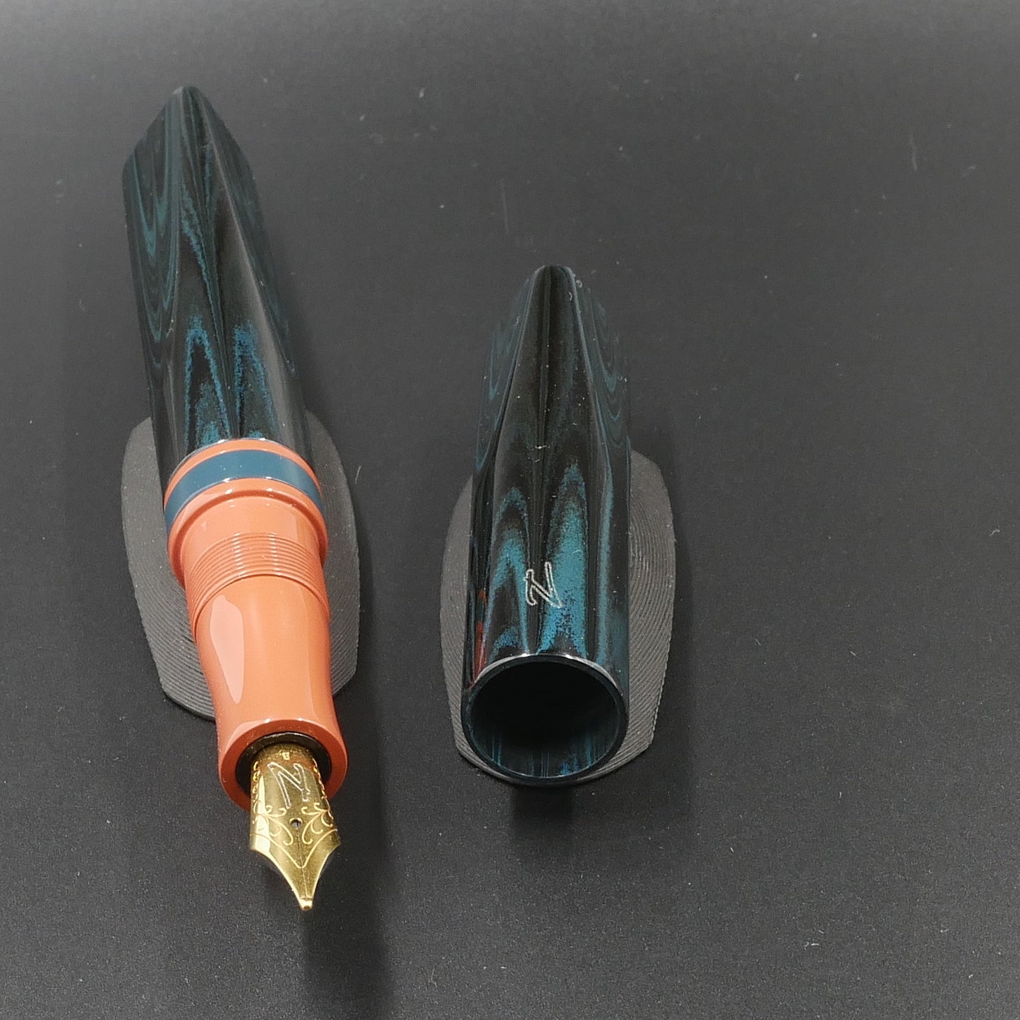Prospector - Medium - SEM Midnight Blue ripple and Cumberland orange ebonites - Jowo #6 nib