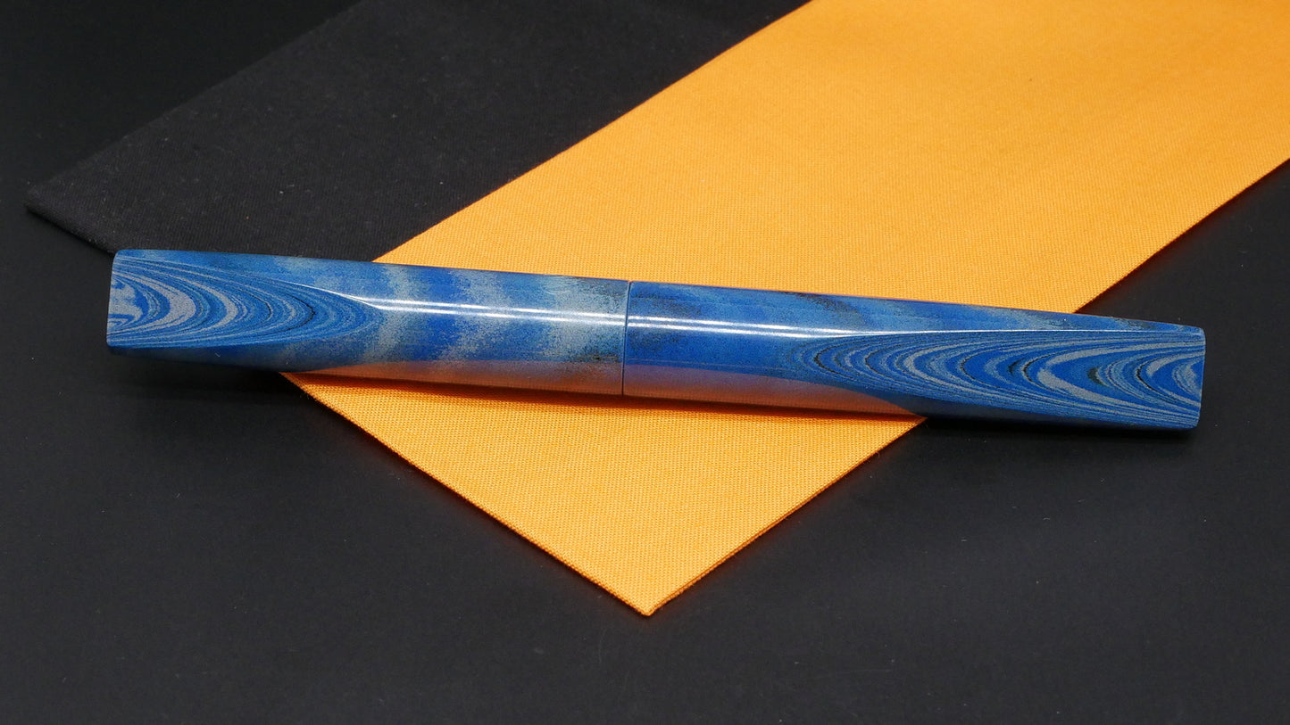 Prospector - Large – Nikko blue gray ripple ebonite- #8 nib