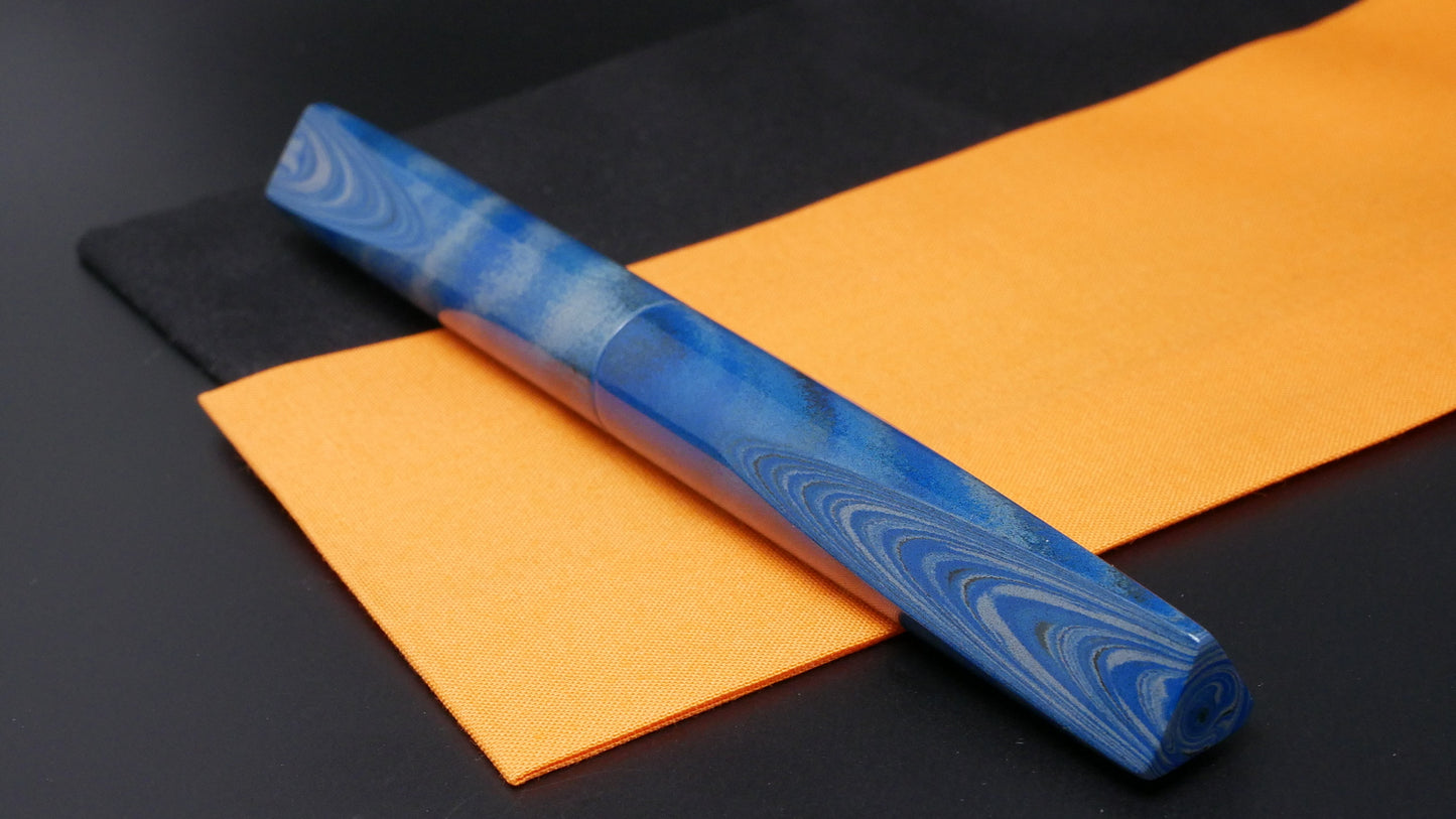 Prospector - Large – Nikko blue gray ripple ebonite- #8 nib