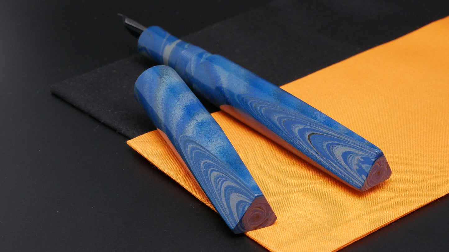 Prospector - Large – Nikko blue gray ripple ebonite- #8 nib