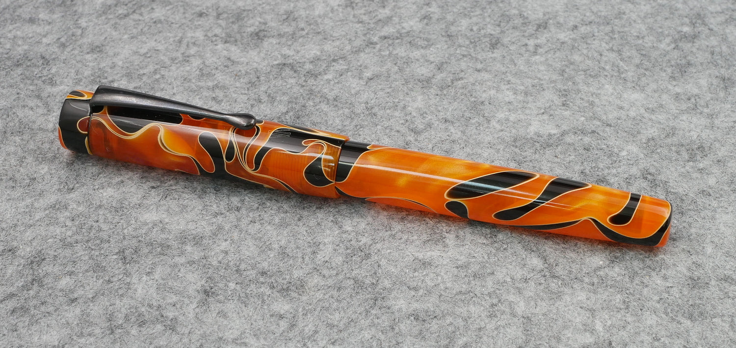 Orville - Black and Orange swirl acrylics - clip - Jowo #6 nib