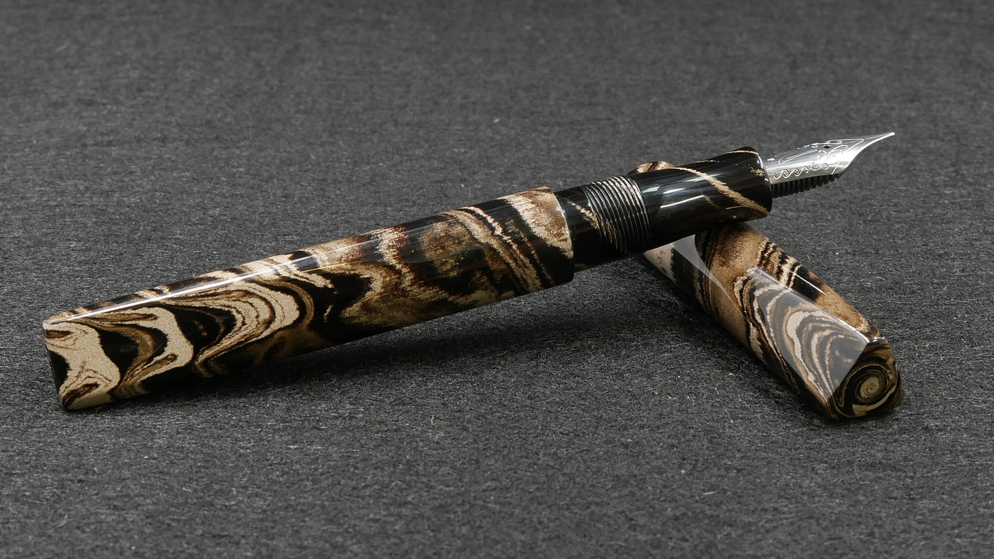 Prospector - Small - Nikko Coffee & Cream swirl ebonite - Jowo #6 nib