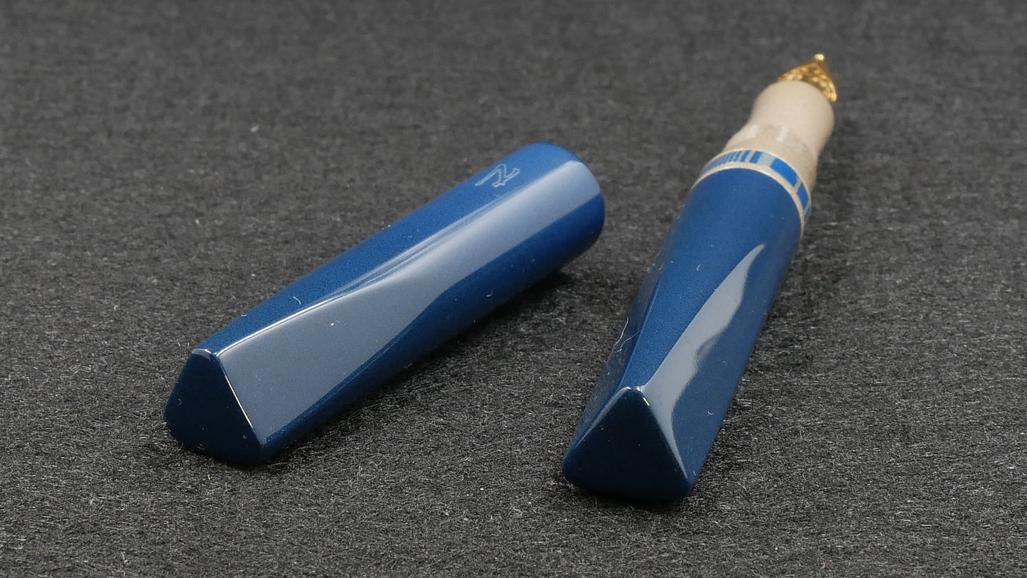 Prospector - Small - Nikko blue, beige, and lined blue/gray ebonite - Jowo #6 nib