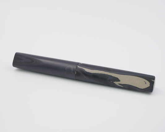 Prospector - Large - Nikko Dark Purple, white & black ebonite - Bock #8 nib