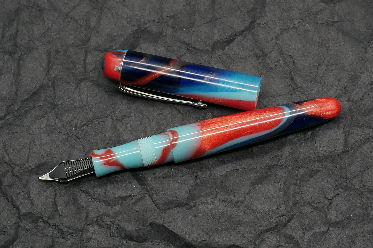 Majestic - small - Corrl Creatons Sunset Waves resin - clip - #6 nib -