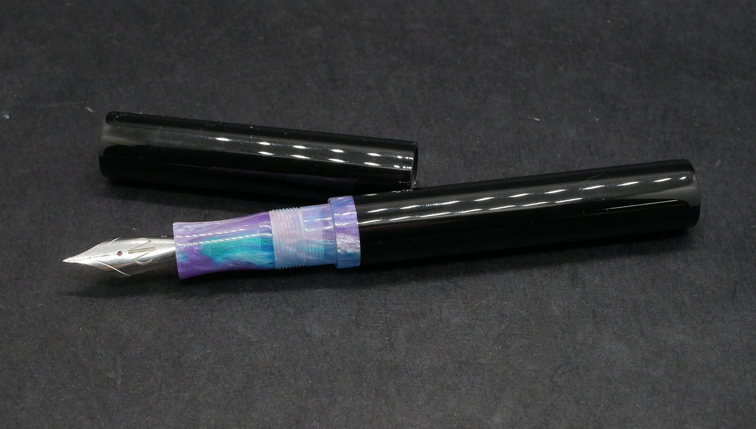Eastman -Small – Black acrylic and D Squared Glacial Borealis resin- #6 nib