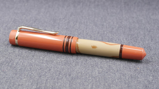 Knickerbocker - Medium - SEM Briar swirl, Cumberland, and brown ebonite - #6 nib