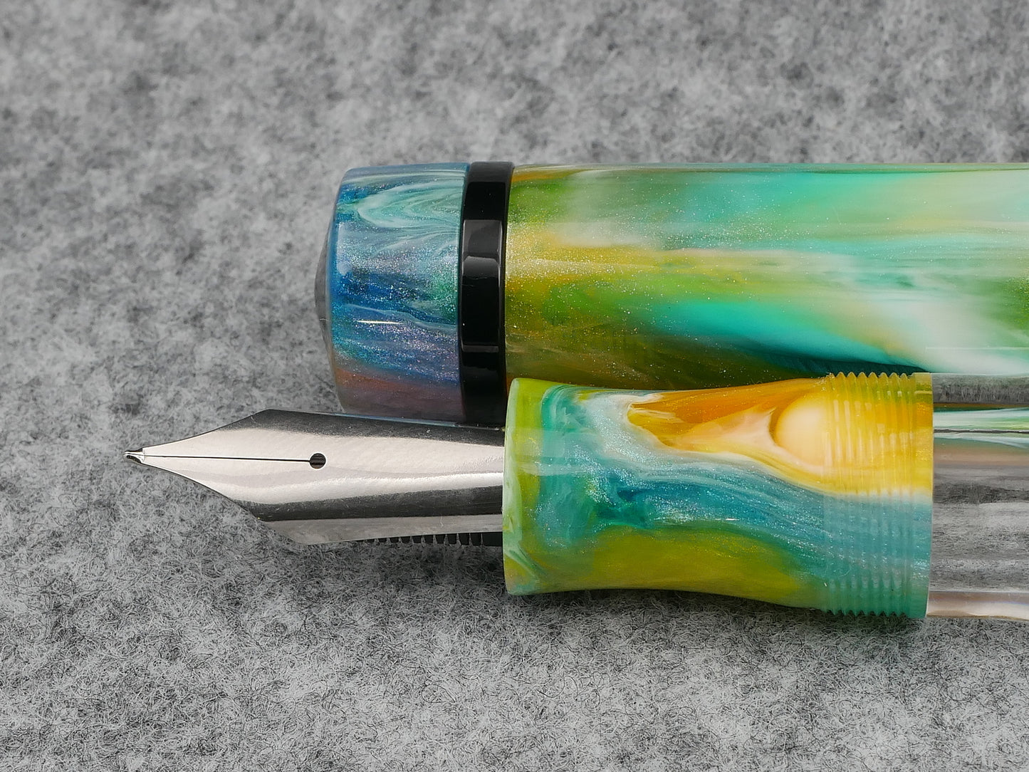 Knickerbocker - Oversized, D Squared Arts Kaleidoscope resin - piston fill - Bock #8 nib