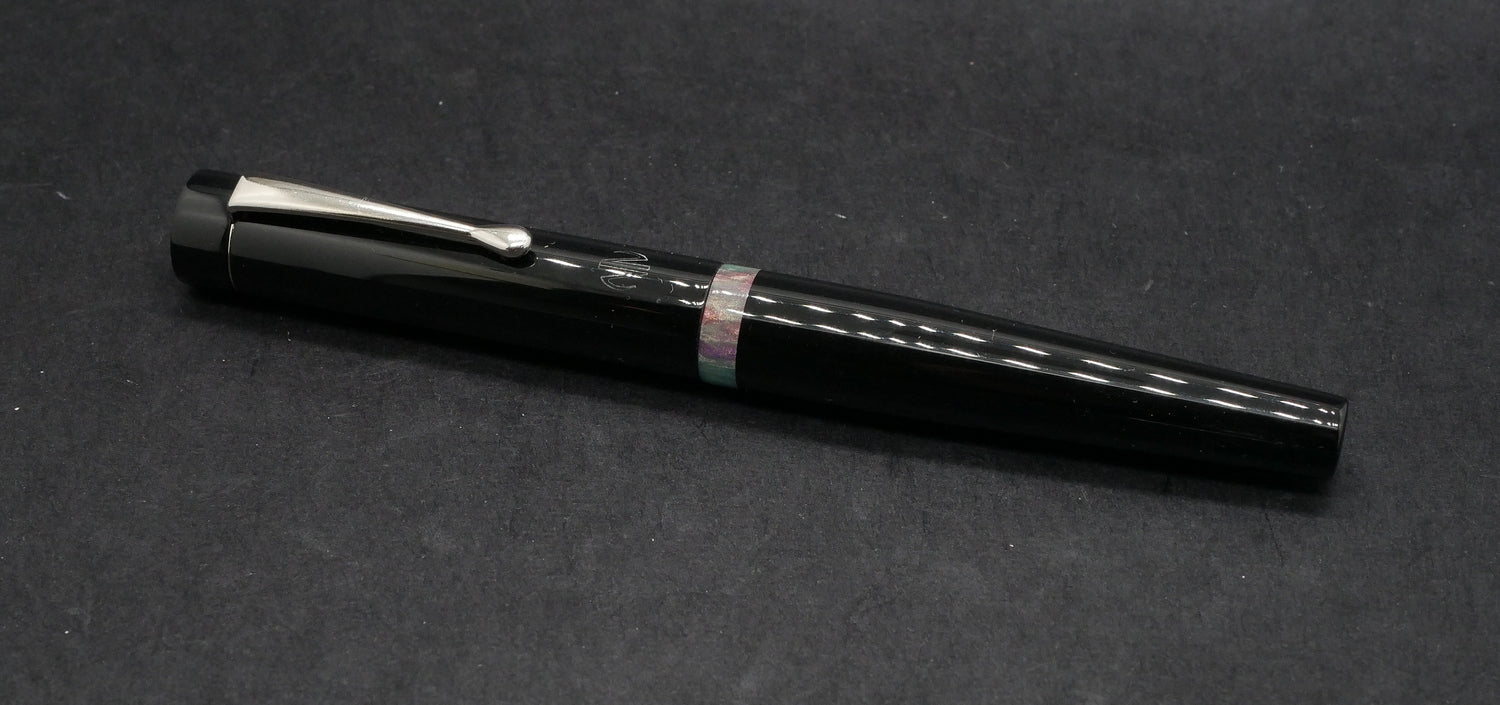 Moody -Small – Solid black and D squared Tropical fruit resin - #6 nib - clip