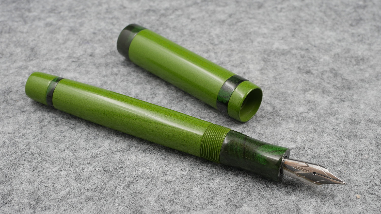Orville - Medium - Nikko Light Green & Green Marble ebonite - optional clip - Jowo #6 nib