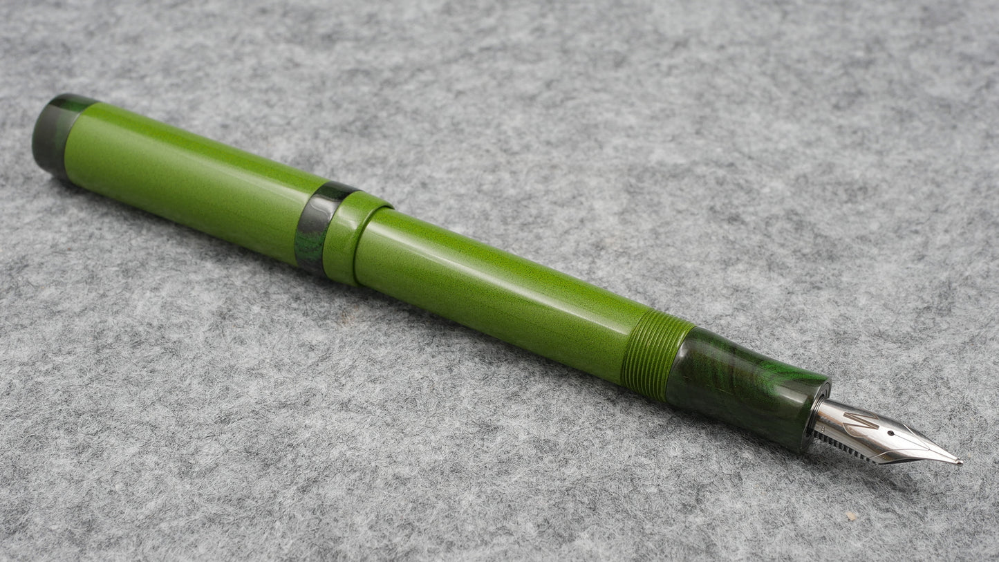 Orville - Medium - Nikko Light Green & Green Marble ebonite - optional clip - Jowo #6 nib