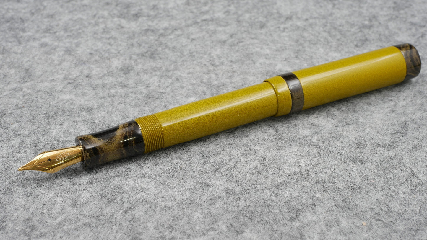 Orville - Medium - Nikko Yellow and SEM Yellow Marble ebonite - optional clip - Jowo #6 nib