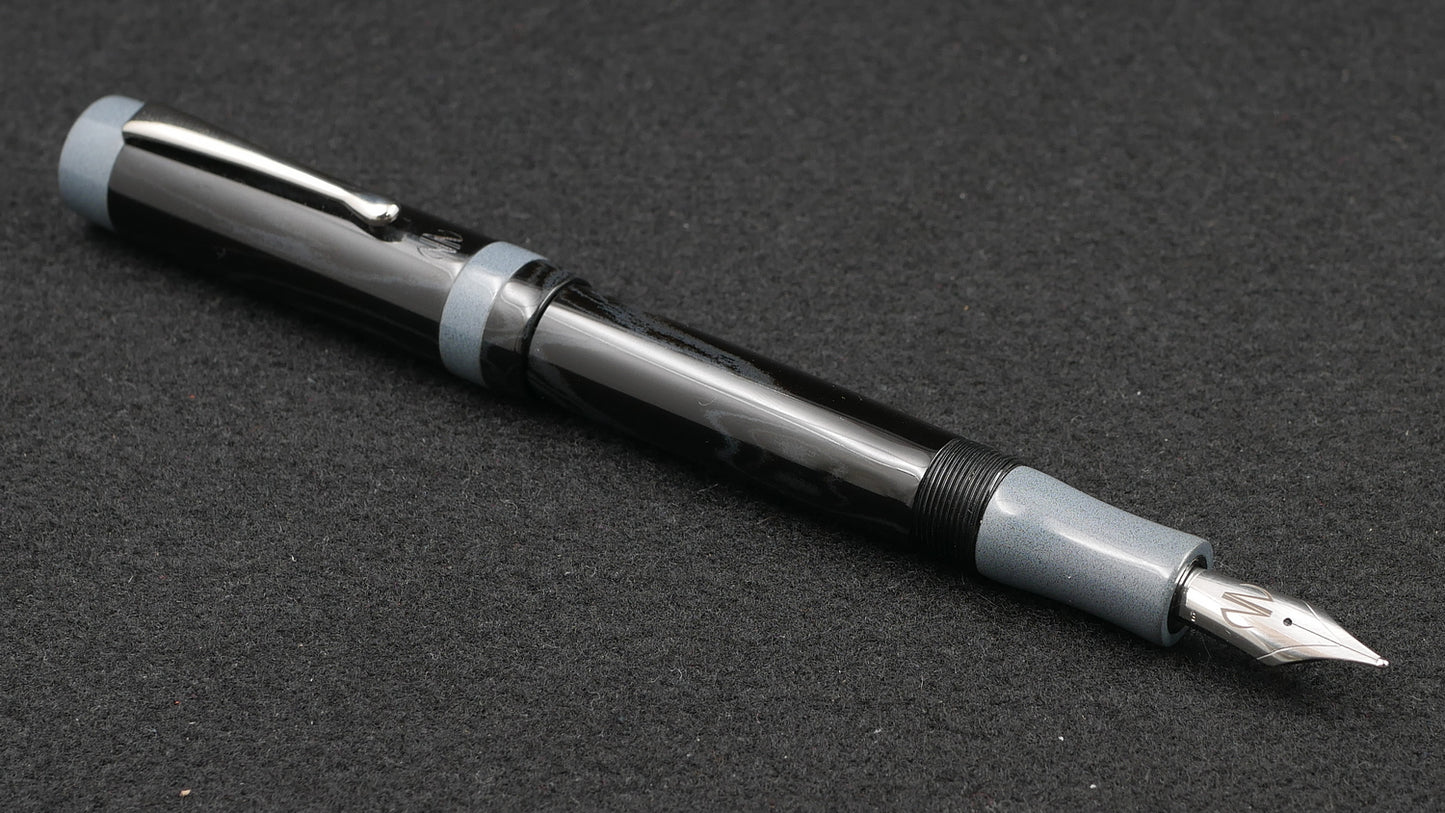 Orville - Medium - SEM Dark Gray and Nikko Gray ebonite - clip - Jowo #6 nib