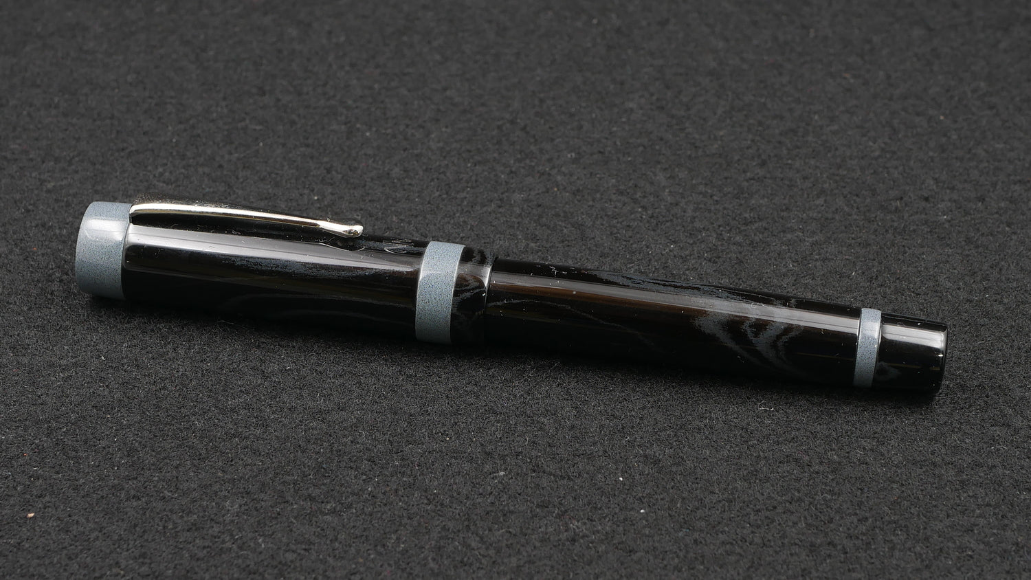 Orville - Medium - SEM Dark Gray and Nikko Gray ebonite - clip - Jowo #6 nib