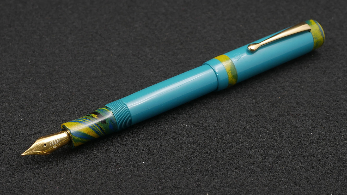 Orville - Medium - SEM Petrol blue & Nikko Tropics ebonite - clip - Jowo #6 nib
