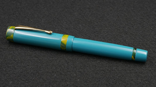 Orville - Medium - SEM Petrol blue & Nikko Tropics ebonite - clip - Jowo #6 nib