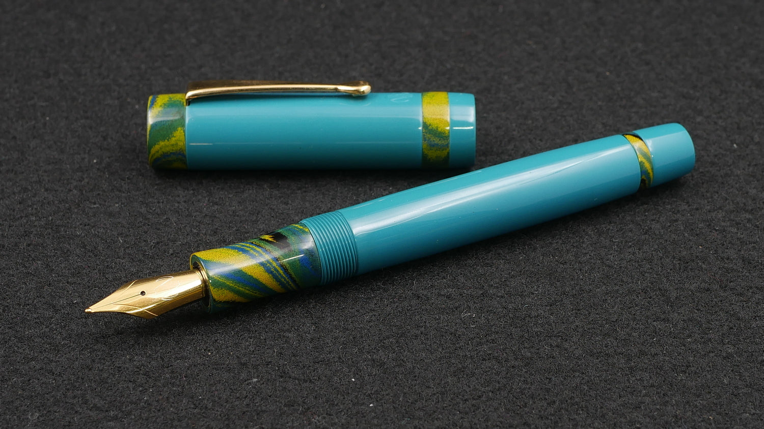 Orville - Medium - SEM Petrol blue & Nikko Tropics ebonite - clip - Jowo #6 nib