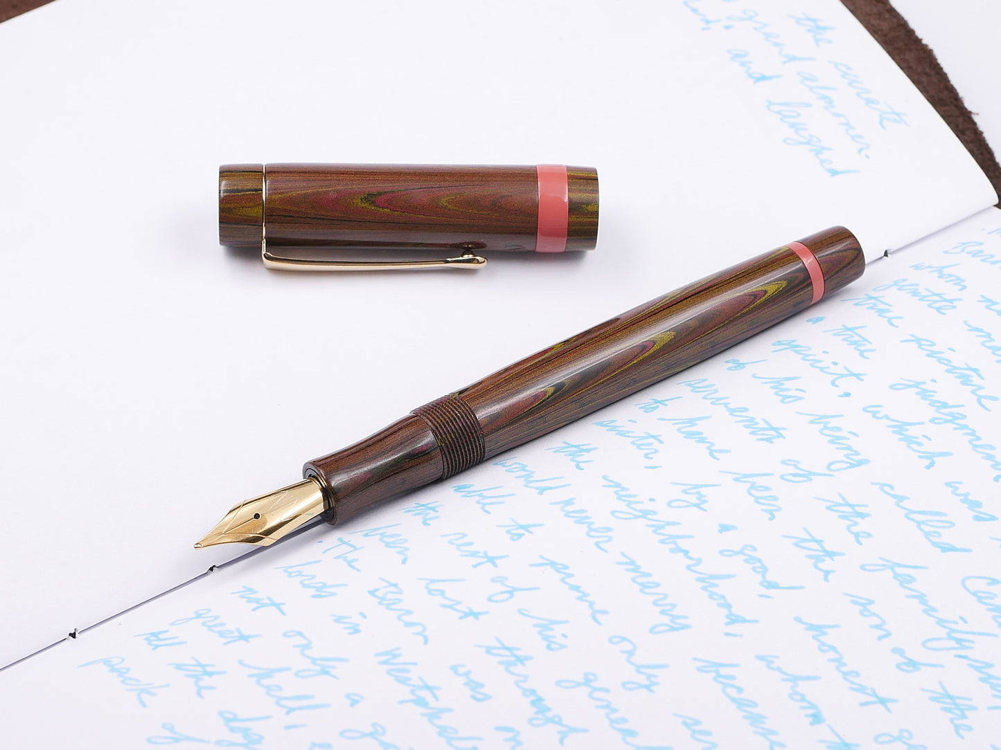 Orville - Small - Nikko Autumn and SEM Orange ebonites, clip, Jowo #6 nib