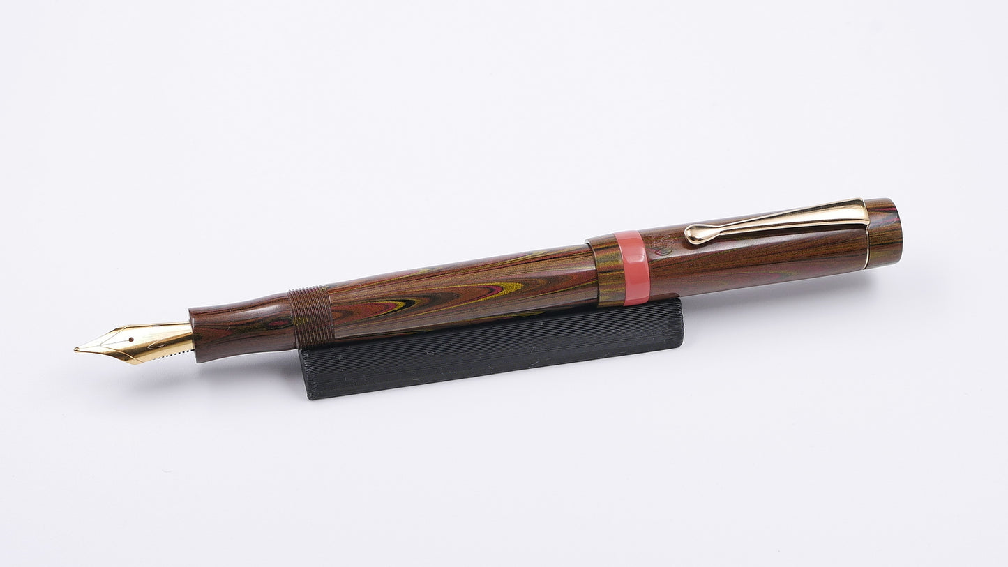 Orville - Small - Nikko Autumn and SEM Orange ebonites, clip, Jowo #6 nib