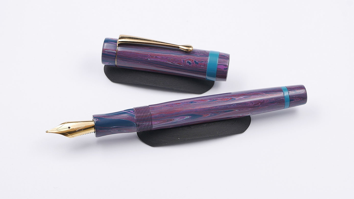 Orville - Small - NYH Winter and SEM Petrol blue ebonites, clip, Jowo #6 nib