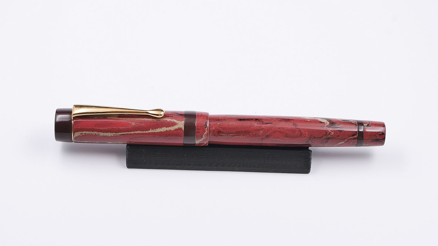 Orville - Small - SEM Vesuvius and Nikko dark brown ebonites, clip, Jowo #6 nib