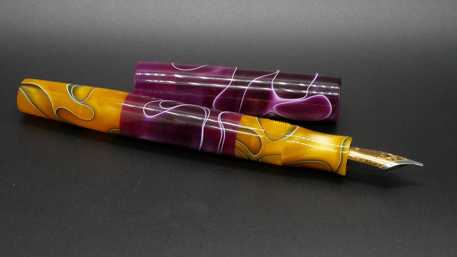 Orville - medium - Yellow & Purple (vest/cap), doublet - Jowo #6 nib