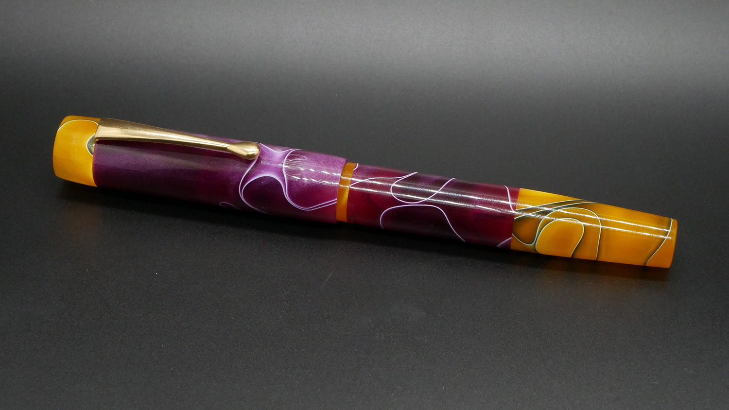 Orville - medium - Yellow & Purple (vest/cap/nf), doublet -clip- Jowo #6 nib