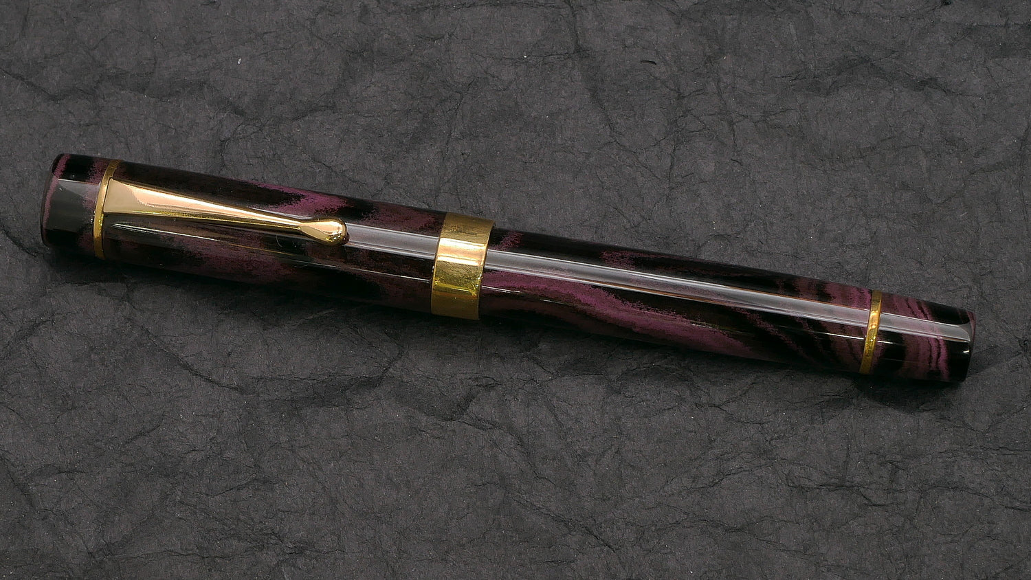 Orville - Medium - SEM Blackberry ebonite - brass trim - clip - #6 nib