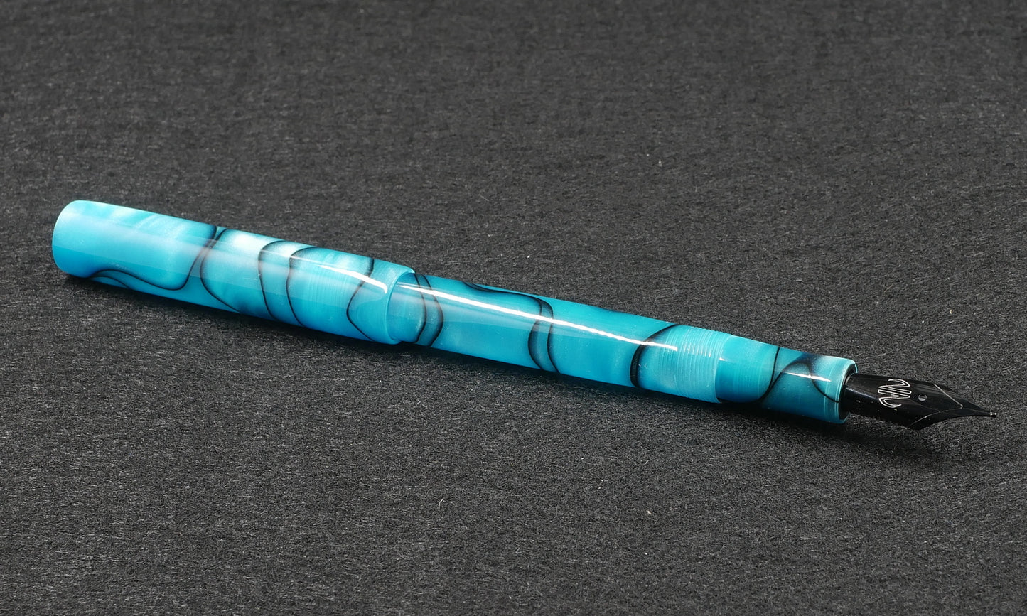 Orville - slim - Teal & black swirls acrylic - #6 nib
