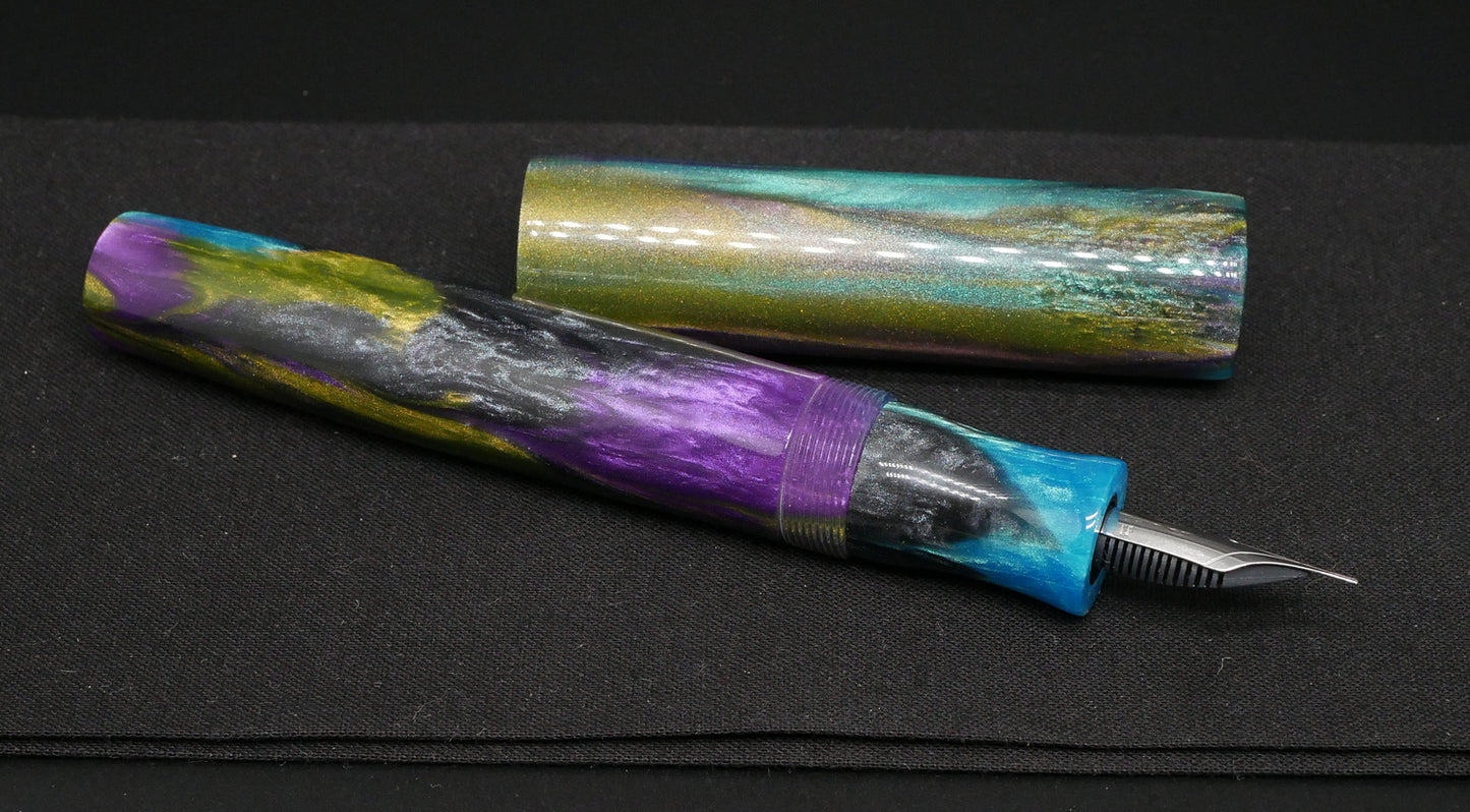 Orville - oversize - Pens By Pasquale Mardi Gras Style resin - #6 nib