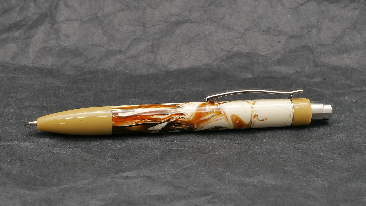 Preston Ballpoint - Beige and Carolina Pen Co Calico Koi resin - clip