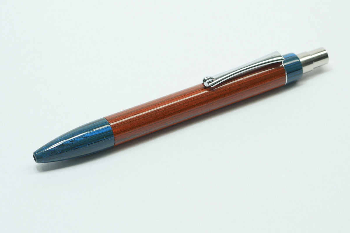 Preston Ballpoint - NYH Blue ripple and Orange wood grain ebonites