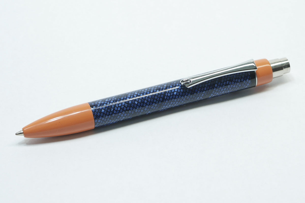Preston Ballpoint - Vintage blue lizard celluloid and NYH Orange ebonite