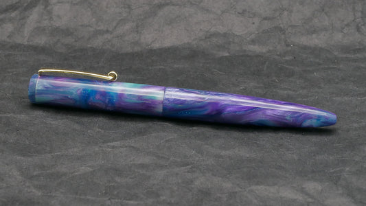 Preston fountain pen - slim - D Squared Arts Glacial Borealis resin - clip - Jowo #6 nib