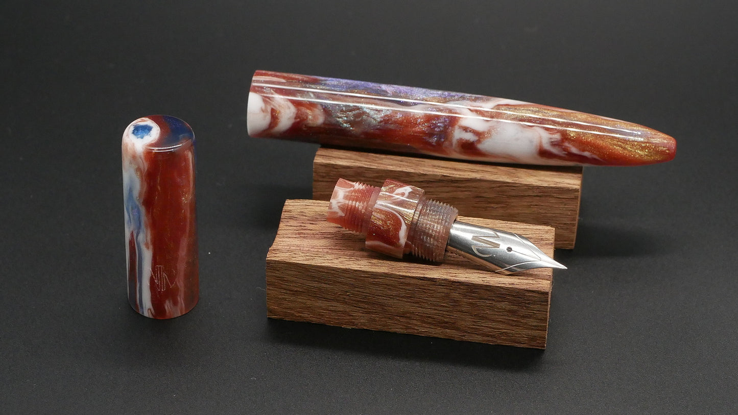 Preston fountain pen - slim - Long - D Squared Renaissance resin - Jowo #6 nib