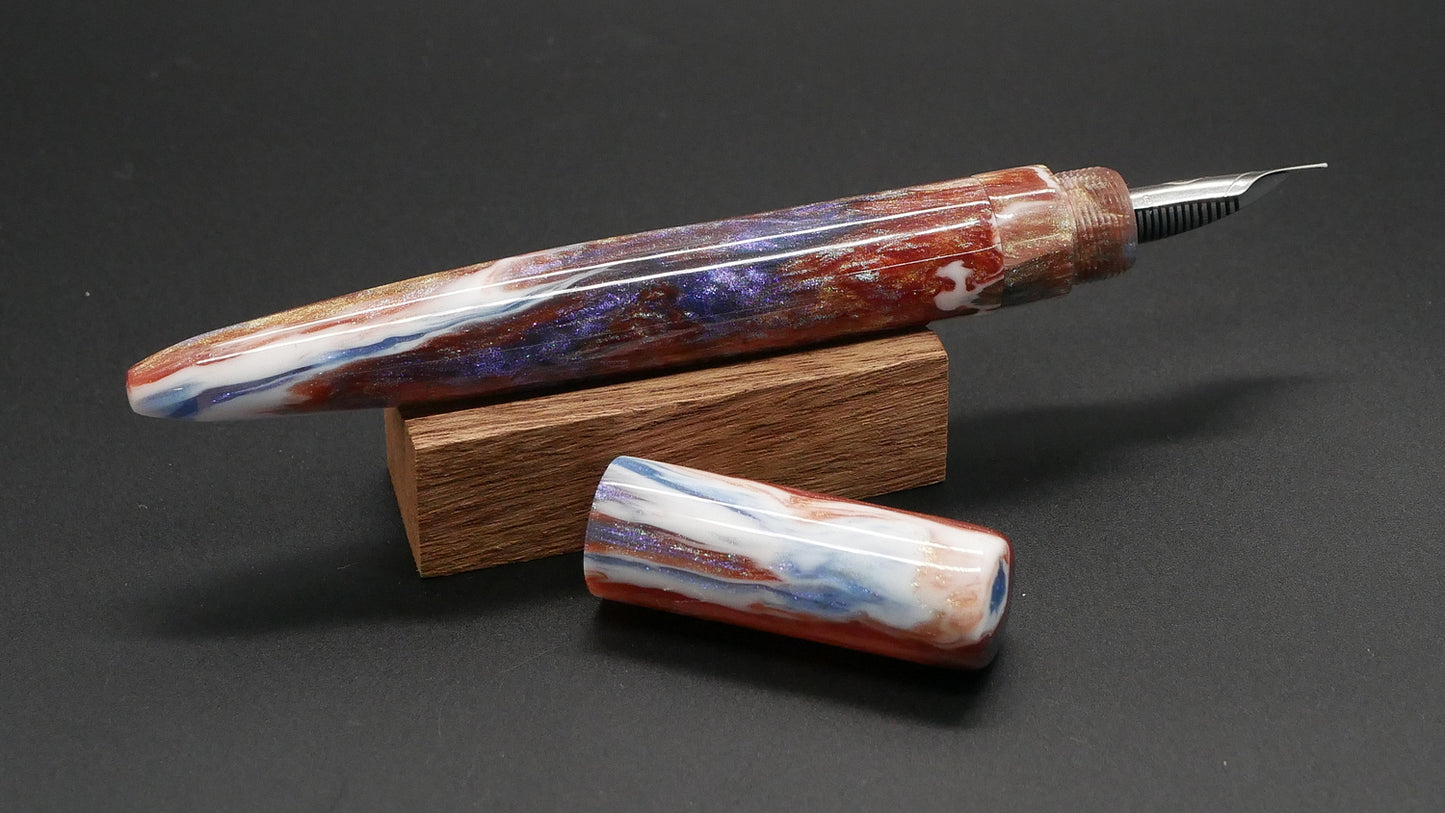 Preston fountain pen - slim - Long - D Squared Renaissance resin - Jowo #6 nib