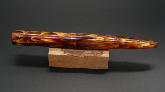 Preston fountain pen - slim - Mid - CORRL Creations Amber Tortoise resin - Jowo #6 nib - Short carts only