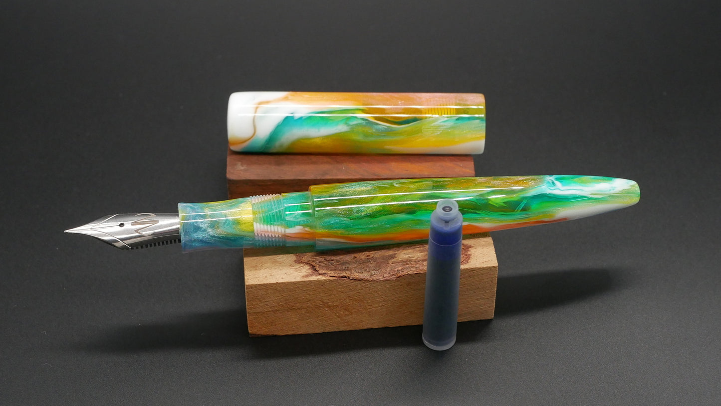 Preston fountain pen - slim - Mid - D Squared Arts Kaleidoscope resin - Jowo #6 nib - Short carts only