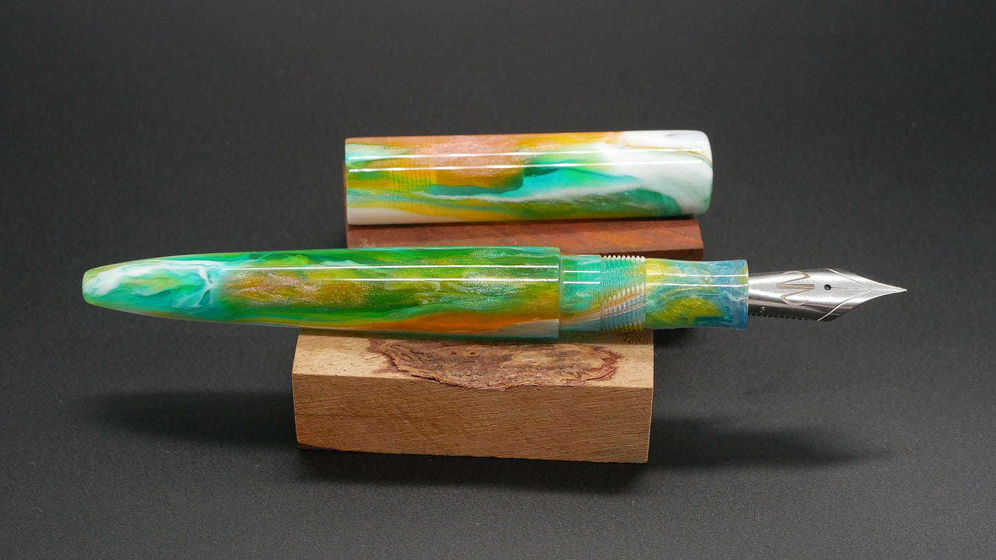 Preston fountain pen - slim - Mid - D Squared Arts Kaleidoscope resin - Jowo #6 nib - Short carts only