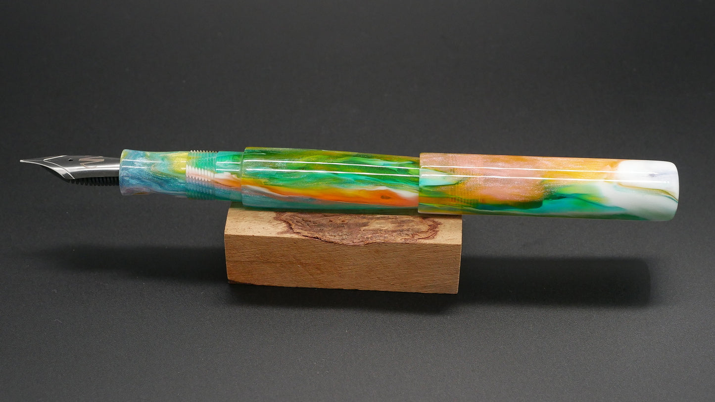 Preston fountain pen - slim - Mid - D Squared Arts Kaleidoscope resin - Jowo #6 nib - Short carts only