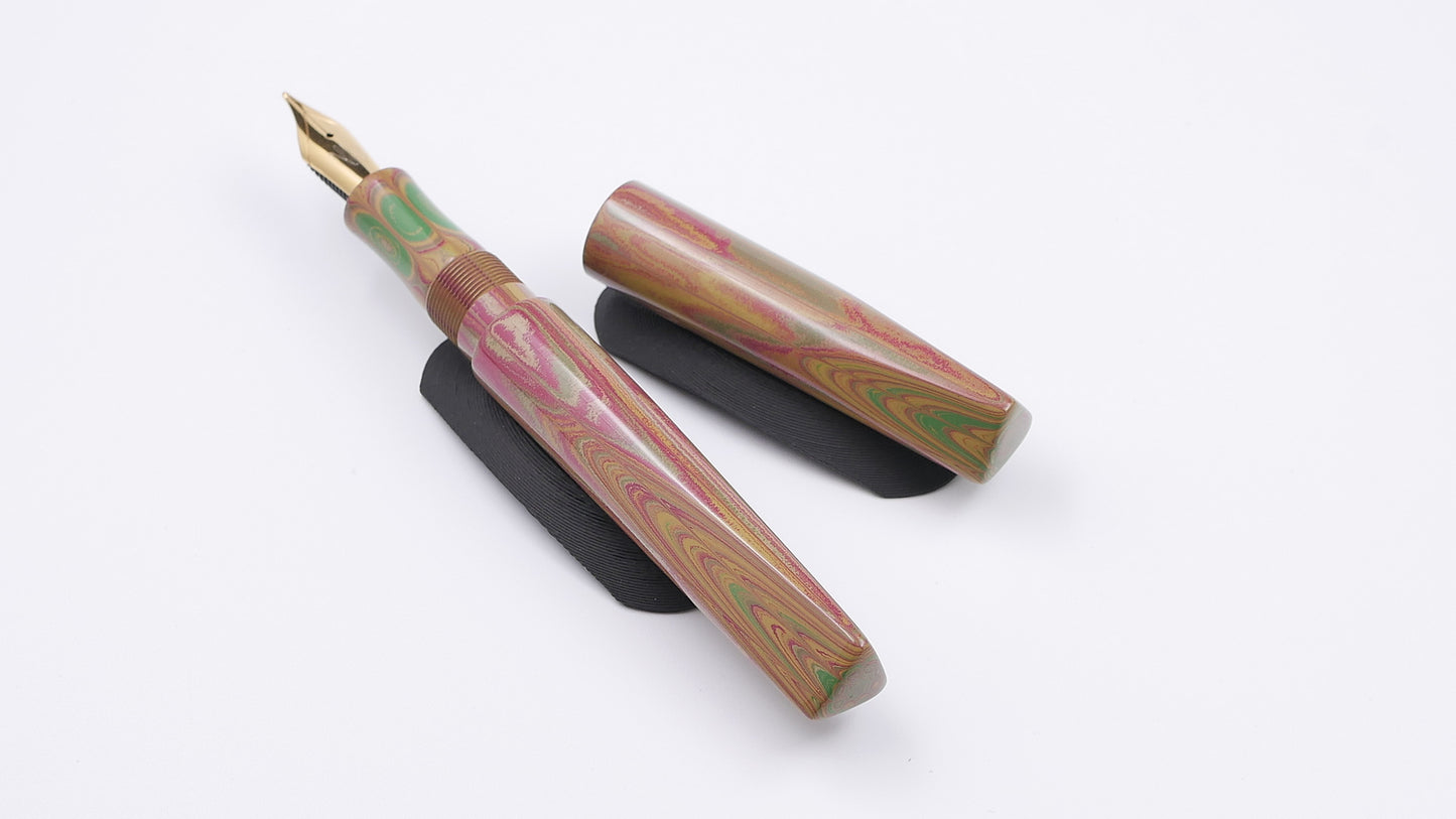 Prospector - Small -  NYH Pink Flower ebonite - Jowo #6 nib