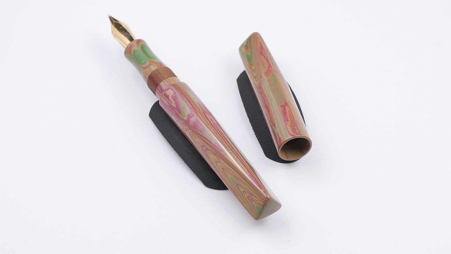 Prospector - Small - NYH Pink Flower ebonite - Jowo #6 nib