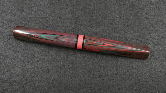 Prospector - Small - Nikko Dark Red-Green ripple and solid black ebonite - Jowo #6 nib