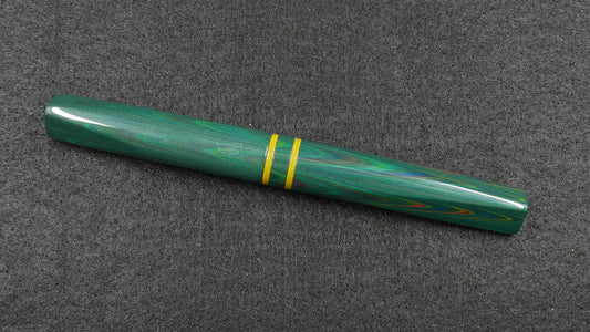 Prospector - Small - Nikko Dark Green ripple and solid yellow ebonite - Jowo #6 nib