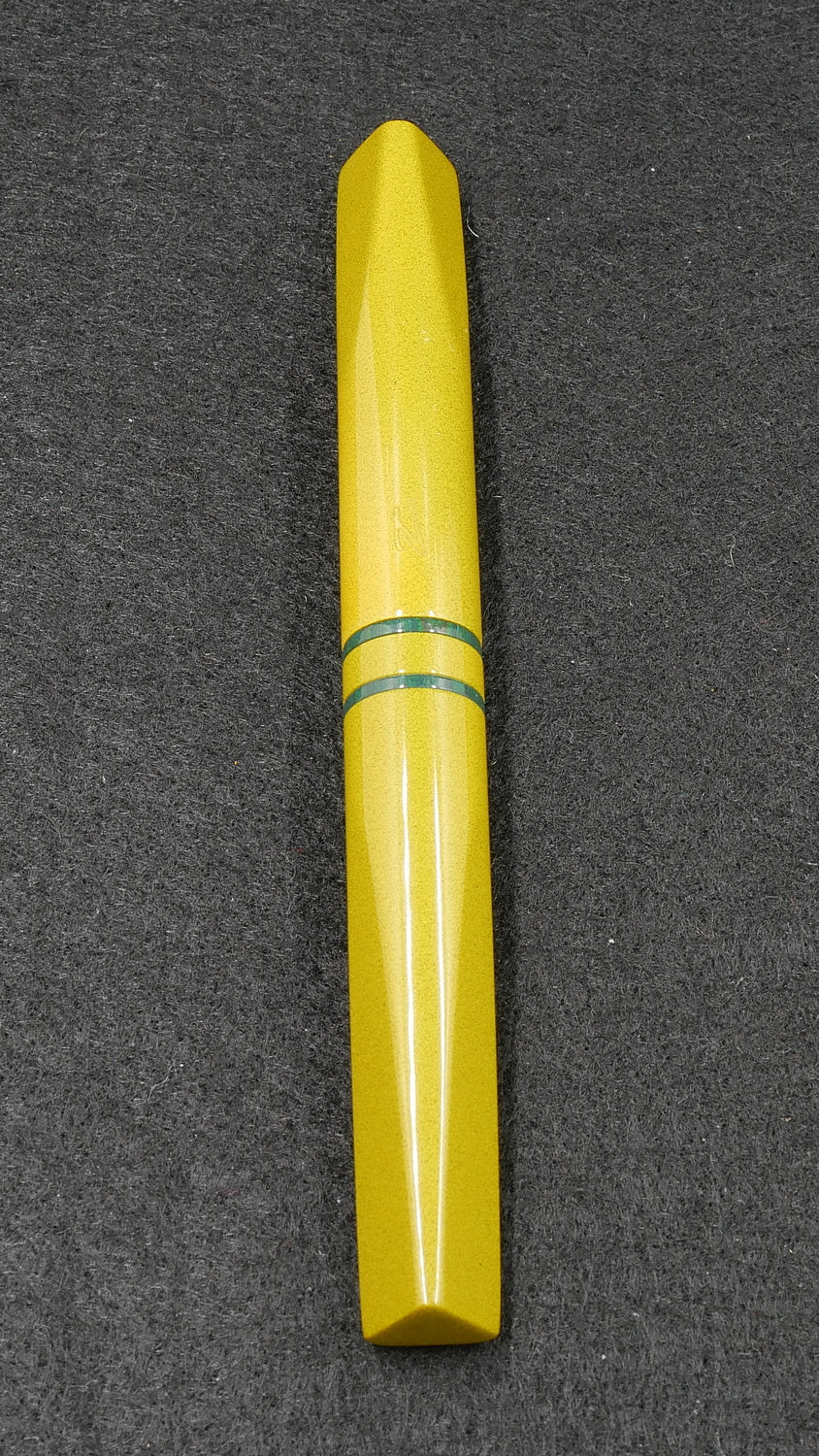 Prospector - Small - Nikko solid yellow and green ripple ebonite - Jowo #6 nib
