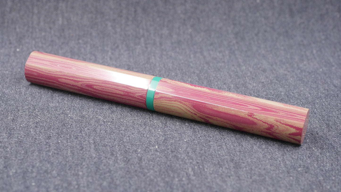 Shinobi - medium - SEM Pink ripple and Vintage green ebonites - Jowo #6