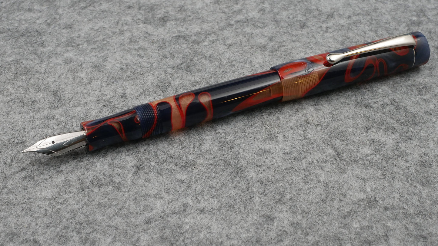 Orville - Blue and Orange swirl acrylics - clip - Jowo #6 nib