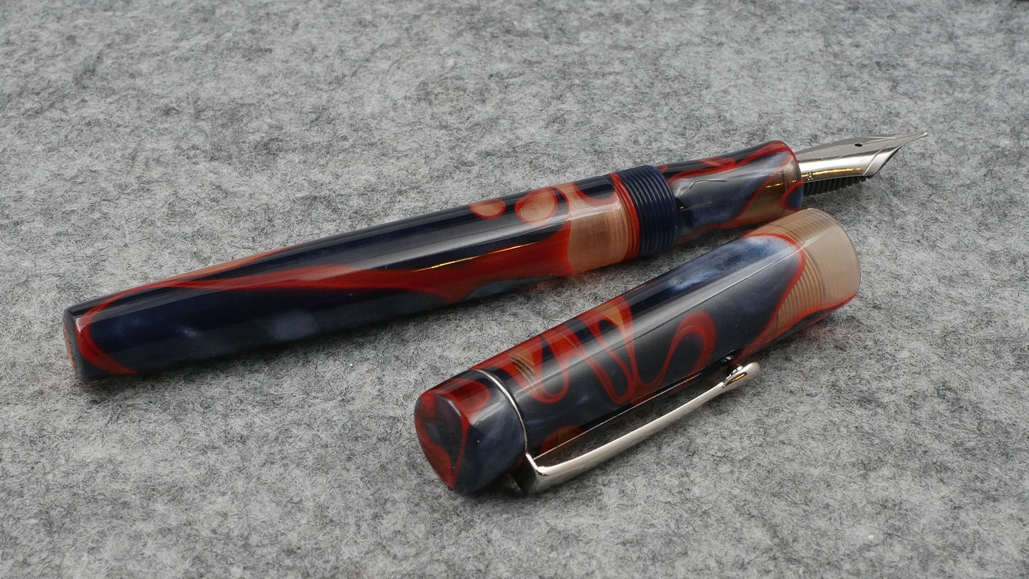 Orville - Blue and Orange swirl acrylics - clip - Jowo #6 nib