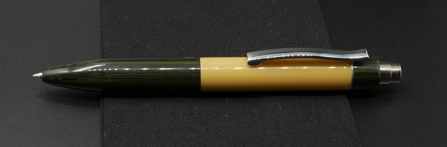 Preston Ballpoint - Green ripple ebonite and tan acrylic -