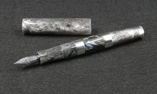 Thompson Orville - Medium - Granite acrylic, Tibaldi celluloid, Sterling silver - #6 nib